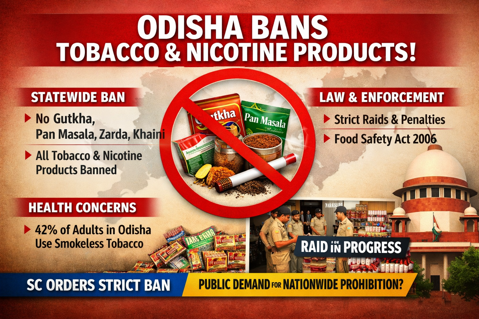 Odisha Government Bans All Tobacco and Nicotine Products