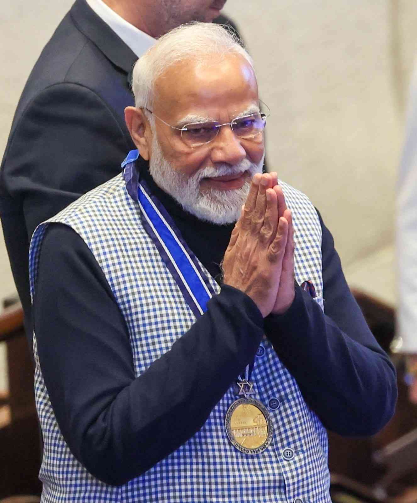 Narendra Modi Receives First Medal of the Knesset from Israel